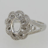 Vintage Style Sterling Silver Semi Mount Ring Setting Oval OV 9x7mm L535 - Syzjewelry